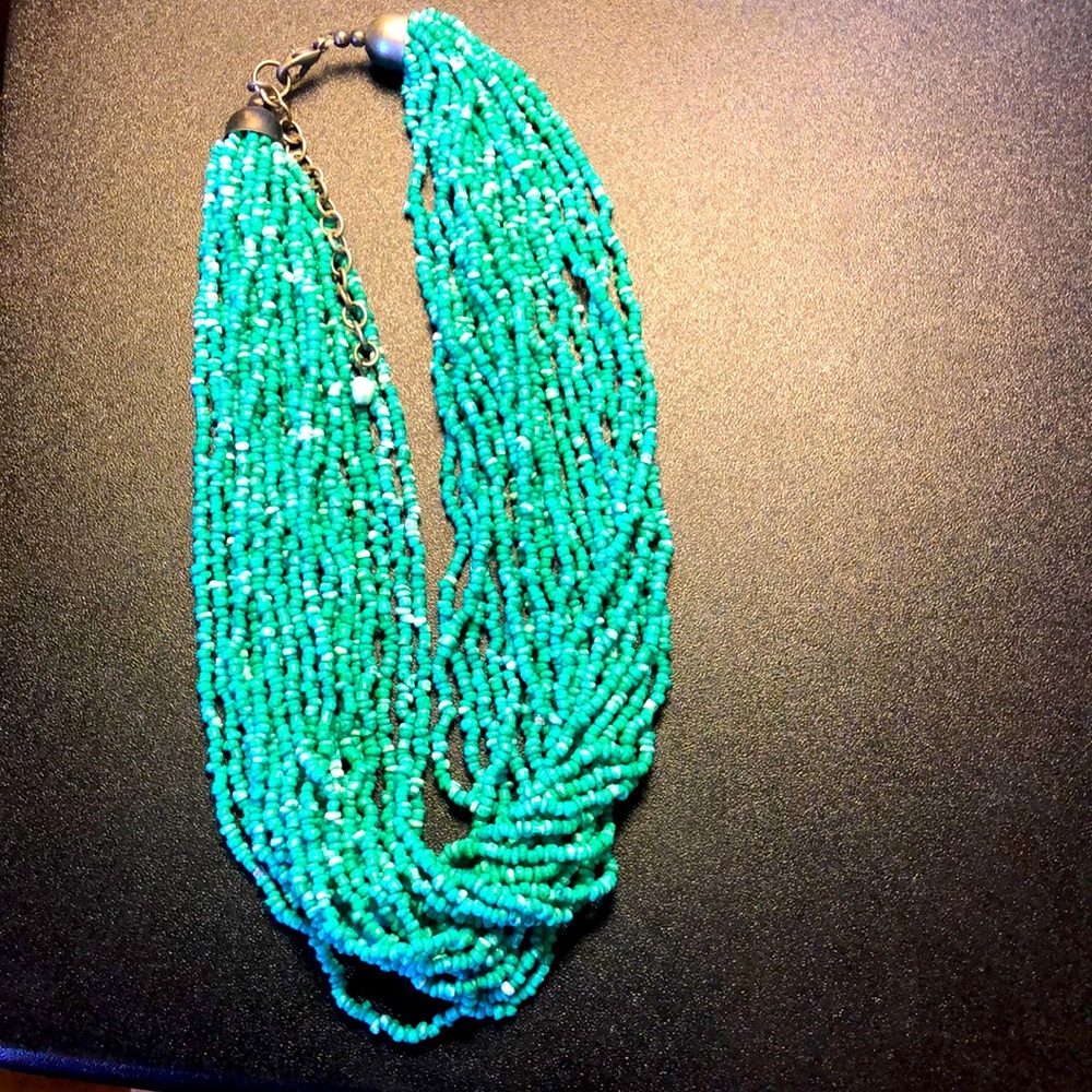 Handmade rich gorgeous turquoise color beaded necklace 💝 BOHO 🌻